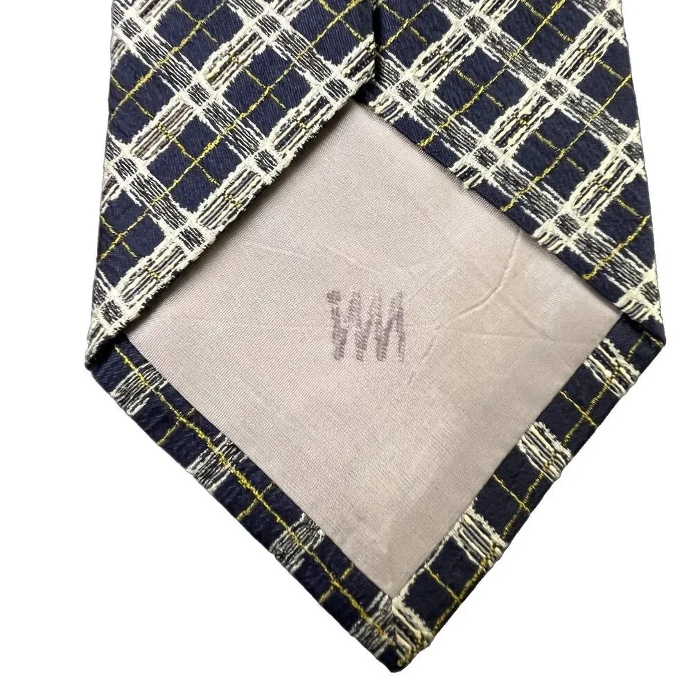 Issey Miyake IM Product 100% Silk Necktie Tie Blue Textured Geometric